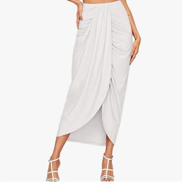 LAST CALL//Draped Maxi Skirt in White by Shein NWOT Size XL - Picture 5 of 12